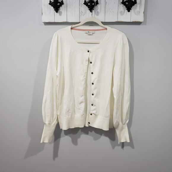 Boden Sweaters - Boden Cream Button Cardigan Sweater Womens Large Classic Knit Soft EUC
